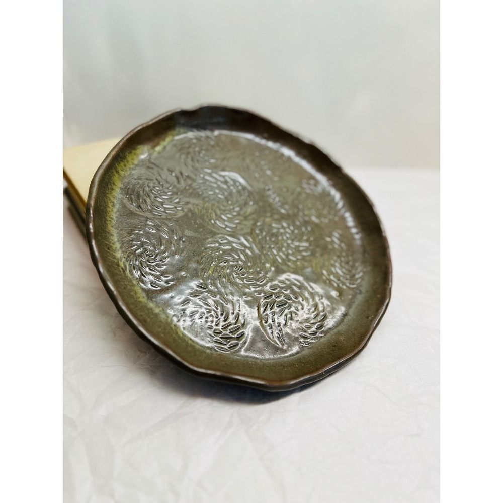 Handmade Grater/Zester Dish Glazed Studio Pottery Garlic Lemon Ginger 9.75"